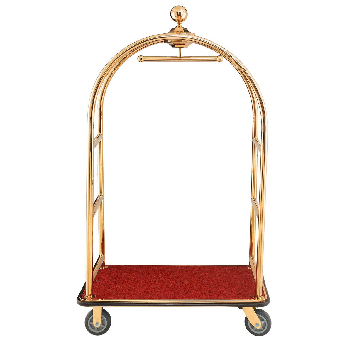 Gold Stainless Steel Bellman Cart Curved Uprights by Global Industrial – 12-Gauge Steel, Gold/Red, Model 985118GD