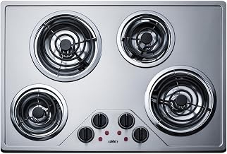 Summit Appliance Summit 30" 4 Burner Electric Cooktop Stainless Steel - CR430SS | 230 Volt, Coil Electric Cooktop, ADA compliant,