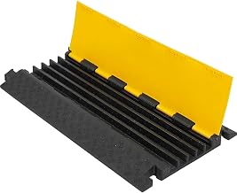 Global Industrial 5-Channel Heavy-Duty Cable Protector, 32,600 lbs. Cap., Black & Yellow