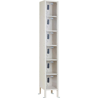 Global Industrial 6-Tier 6 Door Clear View Locker – Digital Lock, 12" Wx15 Dx78 H, Tan, Assembled