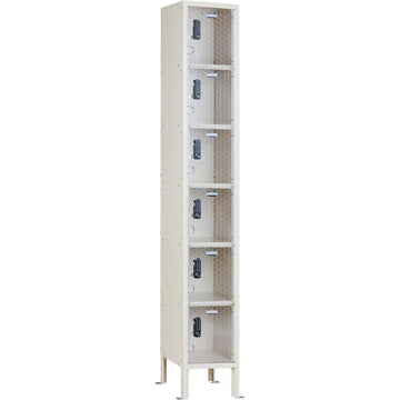 Global Industrial 6-Tier 6 Door Clear View Locker – Digital Lock, 12" Wx15 Dx78 H, Tan, Assembled