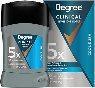 Degree Clinical Antiperspirant Deodorant Invisible Solid, Cool Rush, 1.6 oz