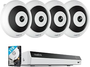 REOLINK PoE IP Fisheye Camera with 360° View, 6MP Indoor Camera for Home/Office Security, Smart Human Detection, Multiple Panoramic Display Views, 2×FE-P (White) Bundle with 1× RLN8 White
