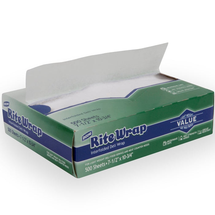 Georgia-Pacific Dixie Rite-Wrap Light-Weight Interfolded Dry Wax Deli Paper by GP PRO (Georgia-Pacific), RW86W, White, 10.75" W x 7.5" L, 6,000 Count (Case of 12 Boxes, 500 Sheets Per Box)