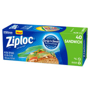 Sandwich Bags by Ziploc – 40 Count (Pack of 1), Plastic, Green, Pack of 40, Model 1139