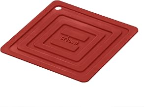 Lodge Red Square Silicone Pot Holder, Heat Protection | Square Silicone Pot Holder with Heat Protection up to 250°F, Stain-Resistant Silicone for Safe Handling of Hot Cookware