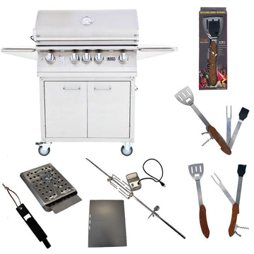 32-Inch Natural Gas Grill on Cart L75000 with Exclusive Best of Backyard Gourmet Package by Lion Premium Grills – Stainless Steel