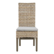 Gray Dining Chairs Set with Modern Design by Furnifact – Mahogany 50.00%,Rattan 40.00%,Polyester 5.00%,Foam 5.00%, Grey, Pack of 2