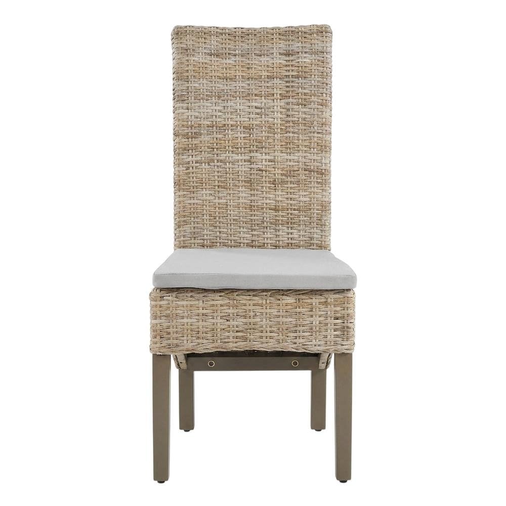 Gray Dining Chairs Set with Modern Design by Furnifact – Mahogany 50.00%,Rattan 40.00%,Polyester 5.00%,Foam 5.00%, Grey, Pack of 2