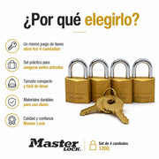 Master Lock 1 / 4 Pack / 4-Pack Keyed Padlocks