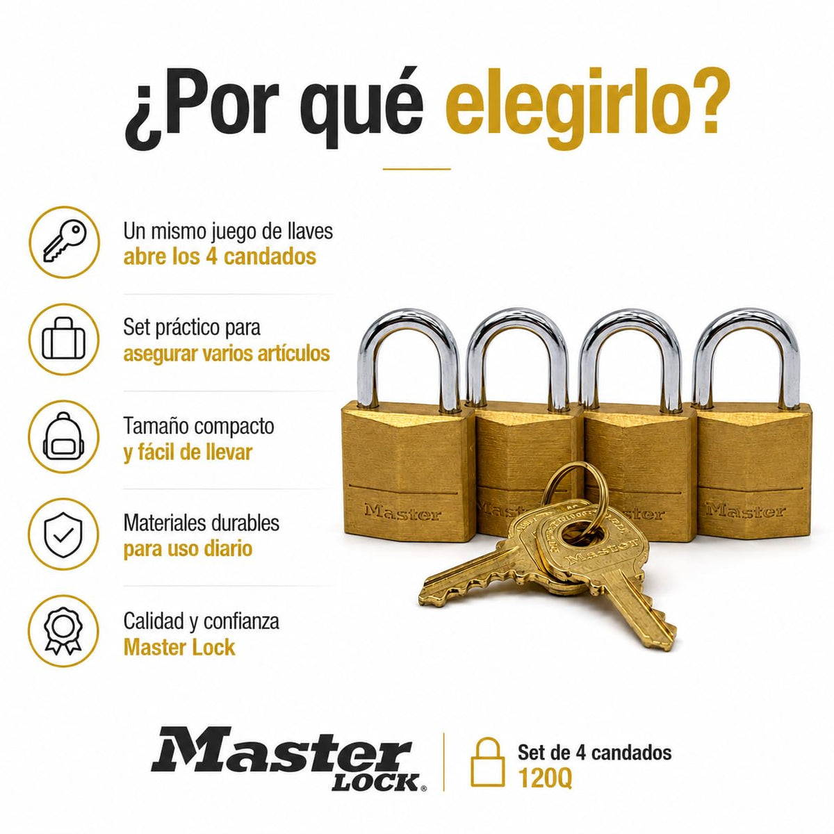 Master Lock 1 / 4 Pack / 4-Pack Keyed Padlocks