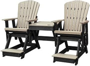 Gray Double Glider Balcony Height, 2-Seater with Center Table, HDPE All-Weather Patio Furniture, Durable Build