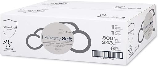 Papernet 410102 Heavenly Soft Paper Towel, 7.8-Inch x 800 ft, White, 6 Rolls/Carton