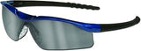 MCR Safety DL319AF Dallas Safety Glasses with Blue Metallic Frame and Indoor/Outdoor Clear Mirror Anti-Fog Lens