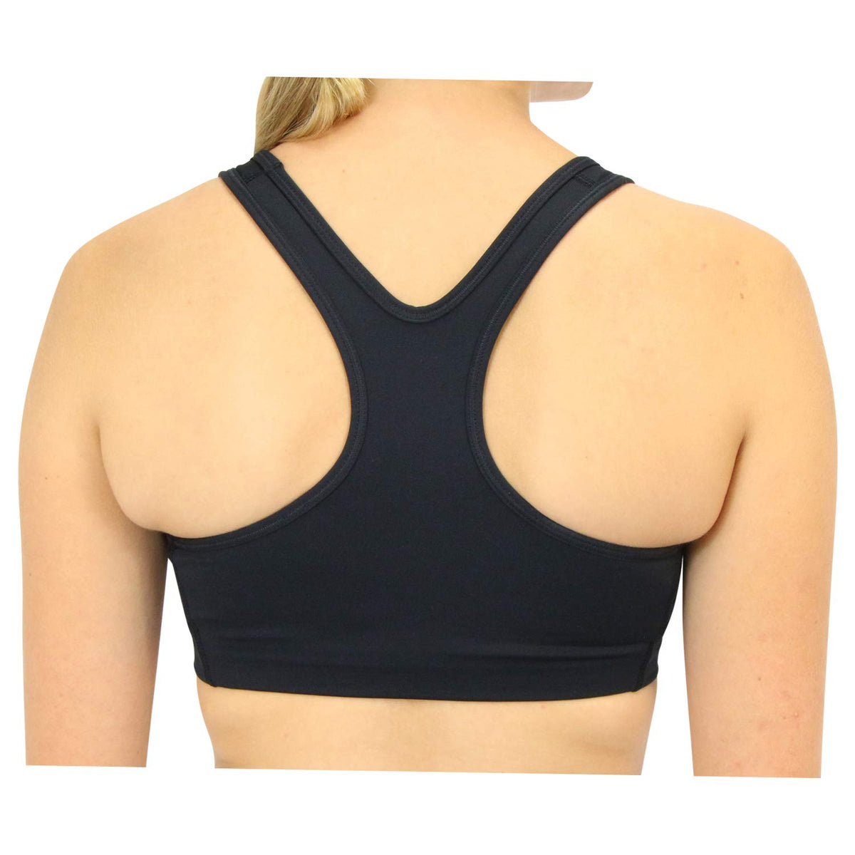 Women's Medium Support Swoosh Training Bra (Black by Nike – Medium, Polyester Blend, Black/White, Model 842398-010