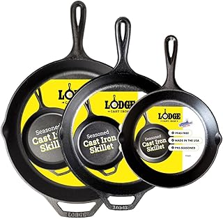Lodge Pre-Seasoned Cast Iron Skillet Set, 8, 10.25 and 12 Inches
