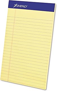 Ampad 20-204 Evidence Perf, Jr. Legal Rule Pads, Red Margin, 5x8 Inches, Canary, 50 Sheets, Dozen (AMP20204)