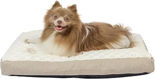 Armarkat Mat Model M12HMB/MB-M Medium with Handle, Dog Crate Mat with Poly Fill Cushion & Removable Cover, Beige/White