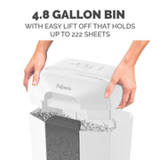 Powershred LX75 11-Sheet Crosscut Shredder (4405001) by Fellowes – 18.13"H x 12.19"W x 8.69"D, 4.8 gallons, White, Model 4405001-CC