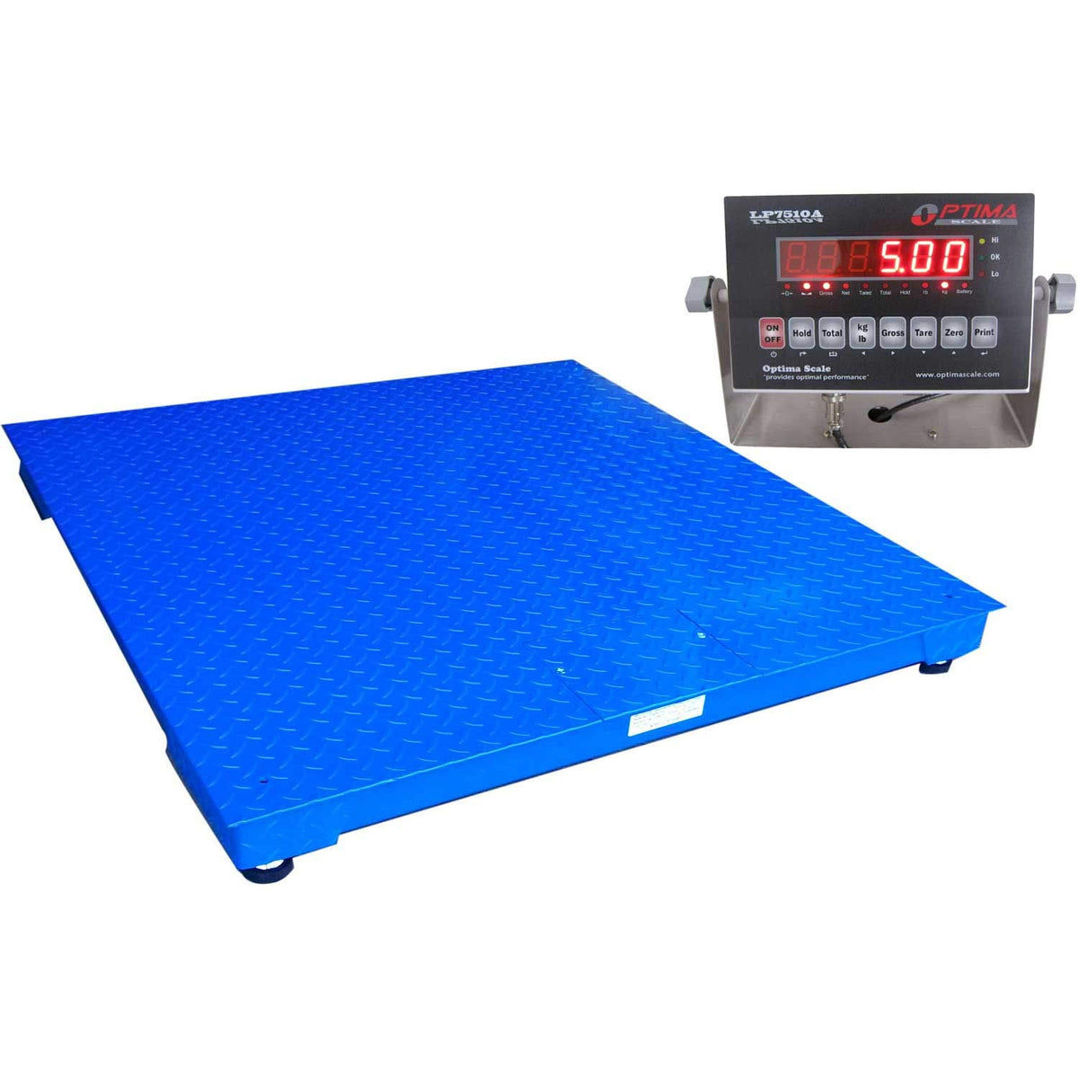 NTEP Heavy Duty Pallet/Floor Digital Scale 48" x 96" by Optima – 48"L x 96"W x 4.19"H, Alloy Steel, Blue, Model OP-916-4x8-10LED