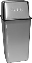 Witt Industries 36HTSS Stainless Steel 36-Gallon Waste Watcher Hamper and Push Top Receptacle, Legend "Push", Square, 19" Width x 19" Depth x 37" Height, Silver
