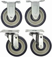 HUBERT Replacement Caster Kit 2 Swivel Casters, 2 Rigid Casters Blue Polyurethane - 5" Dia