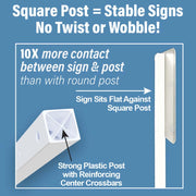 Wheeled Recycled Rubber Base Portable Sign Stand System by Plasticade – White
