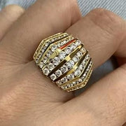 Round CZ Channel Setting Wide Ring for Women
