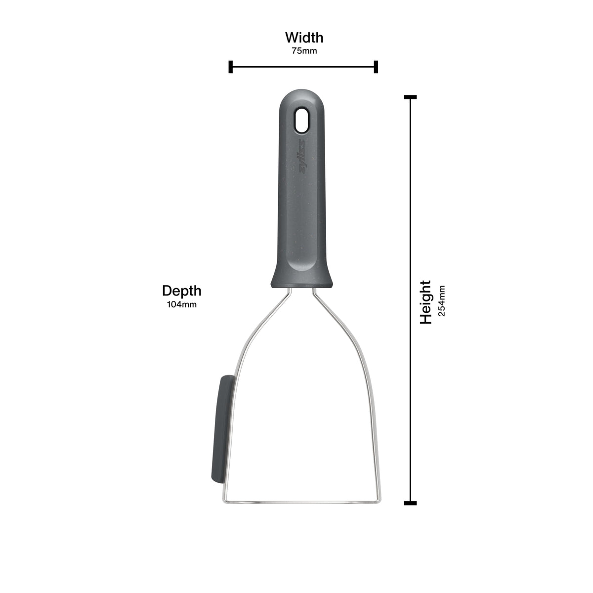 Zyliss Potato Masher, Stainless Steel Head, Gray Wheat Straw Handle