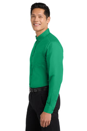 Men's Easy Care Long Sleeve Button-Down Shirt by Port Authority – Large, Cotton,Steel,Stone, Court Green, Model S608