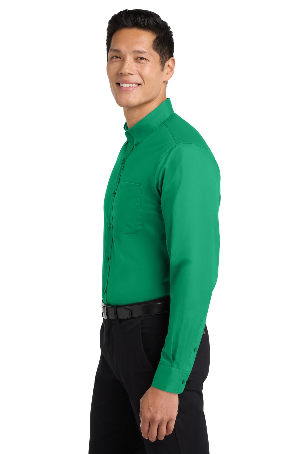 Men's Easy Care Long Sleeve Button-Down Shirt by Port Authority – Large, Cotton,Steel,Stone, Court Green, Model S608