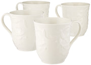 Opal Innocence Carved Mugs by Lenox – 12 Ounces, 12 fluid_ounces, Stoneware, White, Model 31881