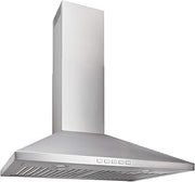 Broan-NuTone BWP2304SS 30-inch Wall-Mount Convertible Chimney-Style Pyramidal Range Hood with 3-Speed Exhaust Fan and Light, Stainless Steel