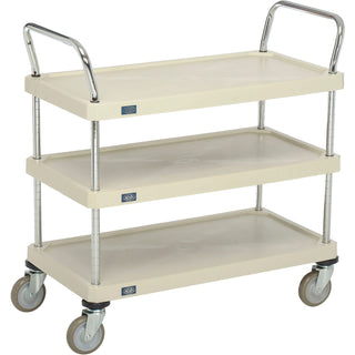 Plastic Utility Cart w/3 Shelves & Poly Casters by Nexel – Plastic, Tan, Model 1836P3SP