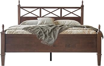 King Size Solid Wood Platform Bed Frame with Headboard & Footboard, 12 Durable Slatted Base with Metal Legs, Easy Assembly, Slip-Free & Anti-Noise, No Box Spring Needed, Dark Roast Oak Finish RIK-32