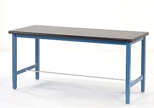 Global Industrial Adjustable Height Lab Workbench, Steel Frame with | Phenolic Resin Safety Edge Top, 5000 Lbs Capacity, 72"W x 36"D x 42"H, Blue, Assembly Required