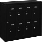 2-Tier 8 Door Tablet Cell Phone Locker Keyed Lock & Hasp by Global Industrial – 28-1/2"W x 11-1/4"D x 26-3/4"H, Alloy Steel, Black, Model 493330BK
