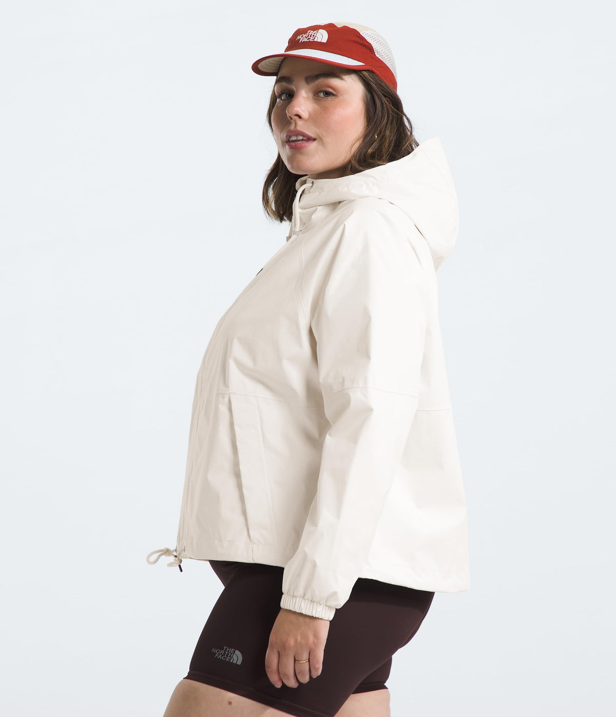 Women's Antora Rain Hoodie by The North Face – Medium, Polyester, White Dune, Model NF0A7QF1