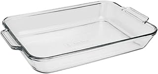 Anchor Hocking 81935OBL11 Oven Basics Bake Dish, 3 quart, Clear | Clear Tempered Glass | Fill Line Indicator | Easy Grip Handles | Oven Safe Up To 425°F | Dishwasher Microwave Safe