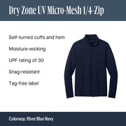 Men's Dry Zone UV Micro-Mesh Quarter-Zip Pullover by Port Authority – Large, Polyester, Rich Red, Model K112