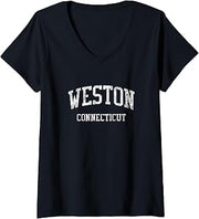 Womens Weston CT J05 Vintage Athletic Sports Design V-Neck T-Shirt