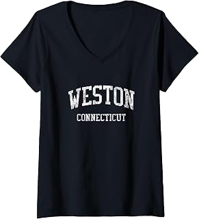 Womens Weston CT J05 Vintage Athletic Sports Design V-Neck T-Shirt