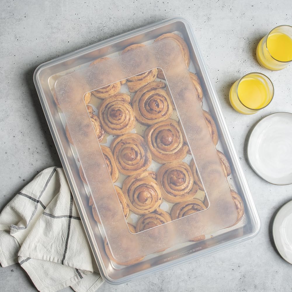 Naturals Big Batch Pan with Lid and Recipe Booklet by Nordic Ware – Extra-Large High-Sided + Lid + Recipe Booklet, Aluminum, Natural, Model 35769AMZM