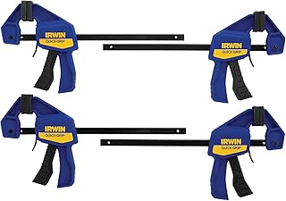 IRWIN Quick-Grip 1964758 One-Handed Mini Bar Clamp 4 Pack, 6", Blue