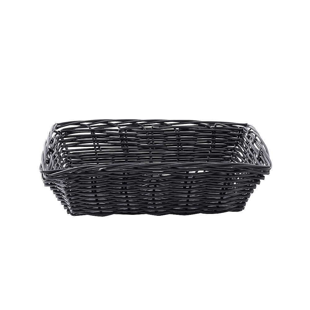 Black 9" x 6" Rectangular Woven Plastic Basket - Dozen by Tablecraft – 9" x 6", Polypropylene, Black, Pack of 12, Model 2472