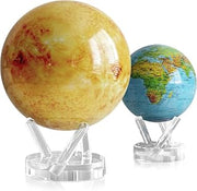 MOVA Globe Bundle – Sun 8.5” + Blue Relief Map 4.5” | Solar-Powered Rotating Globes | No Batteries or Wires | NASA Solar Surface Meets Earth Geography Decor Gift