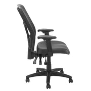 Multifunction Chair with Top Grain Leather Seat & Mesh Back by Global Industrial – 25.5" W x 31" D x 13" H, Black, Model A90342TMH1+38L1