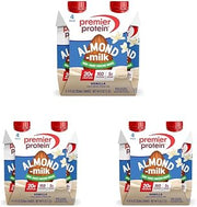 Premier Protein Non-Dairy Plant Based Almondmilk Protein Shake, Vanilla, 20g Protein, 5g Sugar, 11 fl oz, 12 Pack