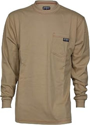 MCR Safety Flame Resistant FR Long Sleeve Work Shirt, FR Cotton T-Shirt, Tan, 3X-Large