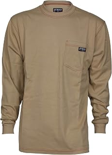 MCR Safety Flame Resistant FR Long Sleeve Work Shirt, FR Cotton T-Shirt, Tan, 3X-Large